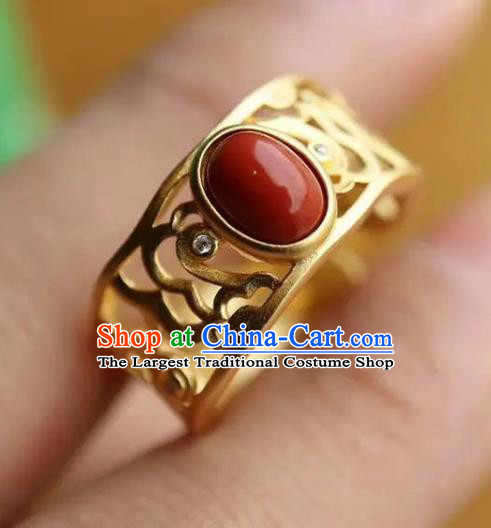 Chinese Handmade Carving Cloud Golden Ring Jewelry Accessories Classical Court Circlet
