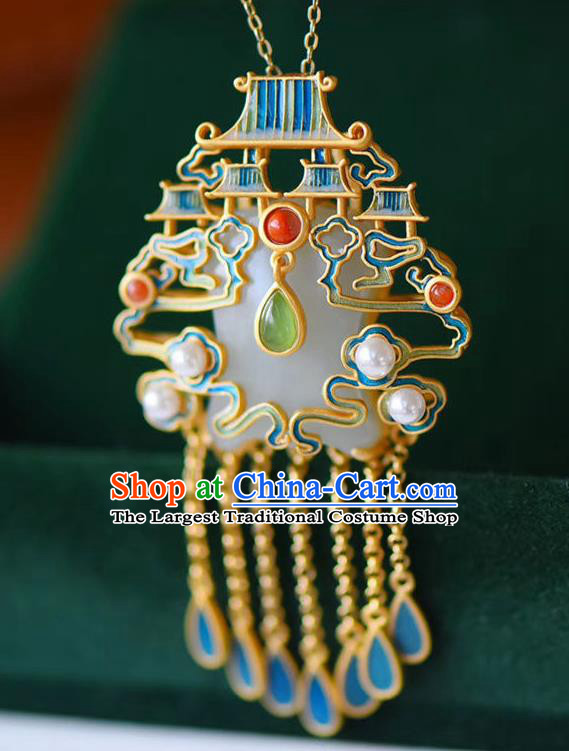 China Handmade Heavenly Southern Gate Necklace Pendant Accessories Traditional Jade Necklet Jewelry