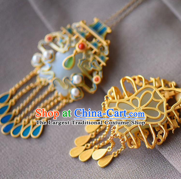 China Handmade Heavenly Southern Gate Necklace Pendant Accessories Traditional Jade Necklet Jewelry
