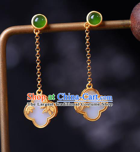 China Traditional Golden Bamboo Leaf Ear Jewelry Accessories National Cheongsam Earrings