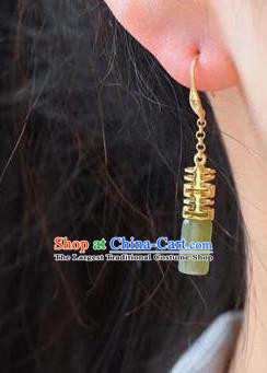 China Traditional Wedding Ear Jewelry Accessories National Cheongsam Bride Jade Earrings