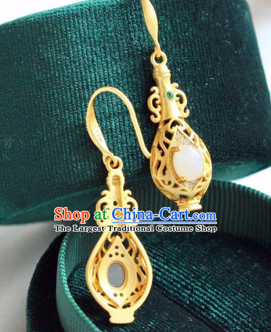 China Traditional Crystal Ear Jewelry Accessories National Cheongsam Golden Vase Earrings