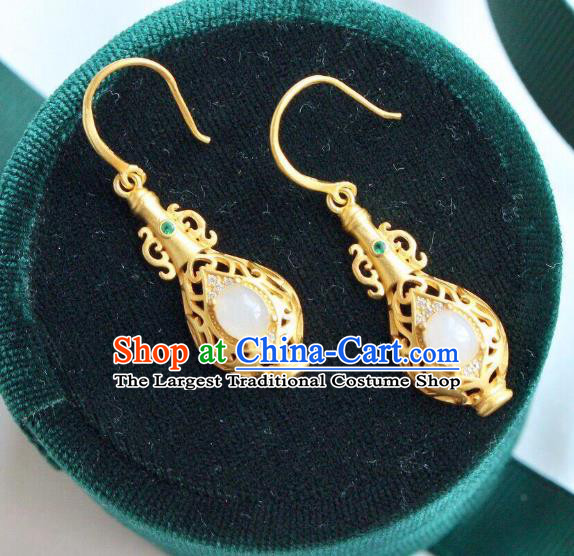 China Traditional Crystal Ear Jewelry Accessories National Cheongsam Golden Vase Earrings