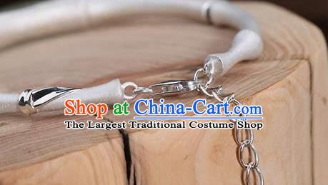 China Handmade Jade Bracelet Accessories Traditional Silver Bamboo Bangle Jewelry