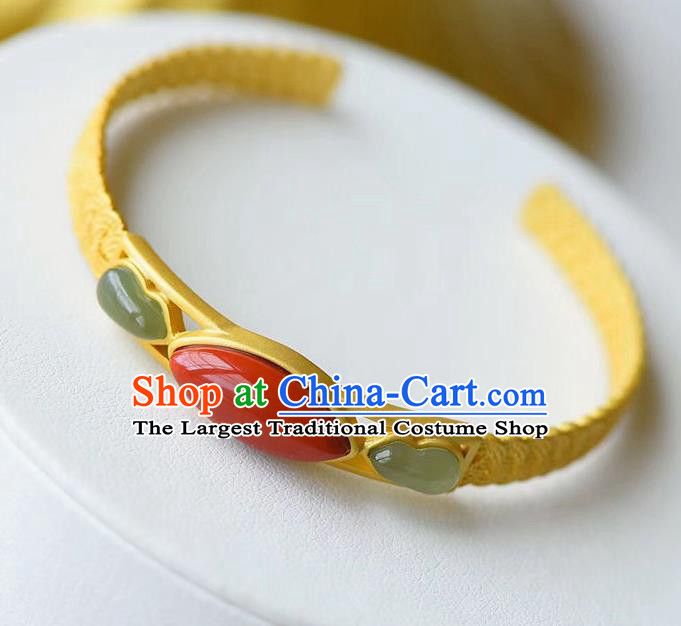 China Handmade Golden Bracelet Accessories Traditional Jade Gourd Bangle Jewelry