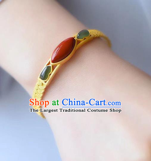China Handmade Golden Bracelet Accessories Traditional Jade Gourd Bangle Jewelry