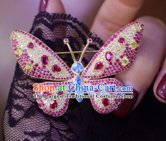 China Handmade Crystal Butterfly Brooch Accessories Traditional Cheongsam Jewelry