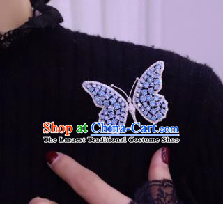 China Handmade Purple Crystal Butterfly Brooch Accessories Traditional Cheongsam Zircon Jewelry
