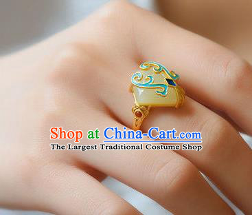 Chinese Classical National Jade Circlet Handmade Jewelry Accessories Qing Dynasty Court Ring
