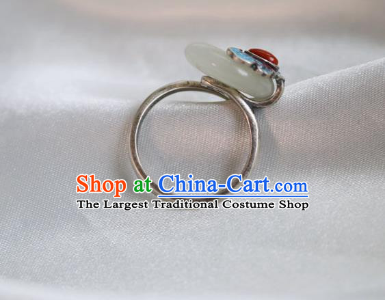 Chinese Classical Blueing Bat Circlet Handmade Jewelry Accessories National Jade Ring