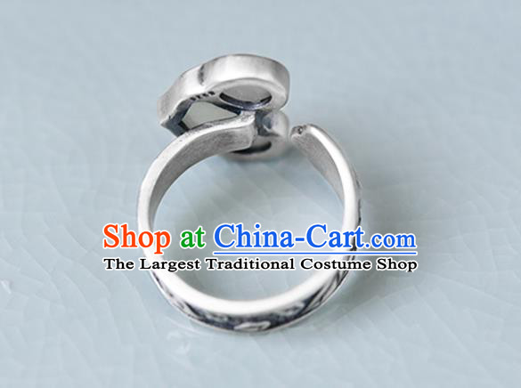 Chinese National Jade Cloud Ring Handmade Jewelry Accessories Classical Silver Circlet