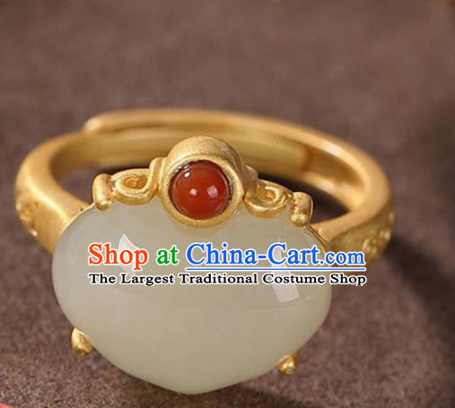 Chinese National Golden Ring Handmade Jewelry Accessories Classical Jade Peach Circlet