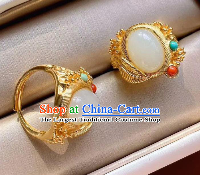 Chinese National Golden Ring Handmade Jewelry Accessories Classical Jade Circlet