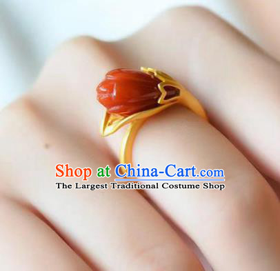 Chinese National Golden Ring Handmade Jewelry Accessories Classical Agate Mangnolia Circlet