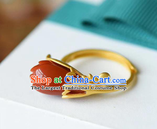 Chinese National Golden Ring Handmade Jewelry Accessories Classical Agate Mangnolia Circlet