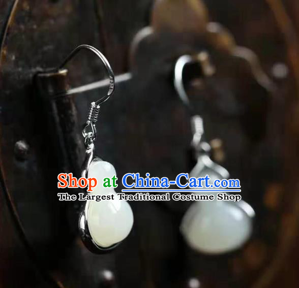 China Traditional Jade Cloud Ear Jewelry Accessories National Cheongsam Silver Earrings