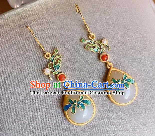 China Traditional Cloisonne Ear Jewelry Accessories National Cheongsam Golden Earrings