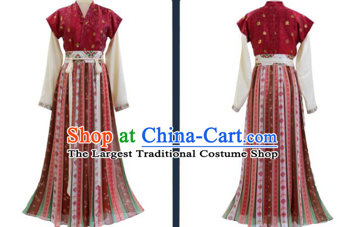 China Traditional Tang Dynasty Royal Princess Hanfu Dress Ancient Palace Beauty Historical Clothing