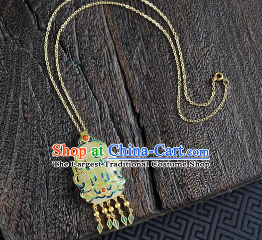 China Handmade Enamel Necklet Pendant Accessories Traditional Cheongsam Jade Necklace Jewelry