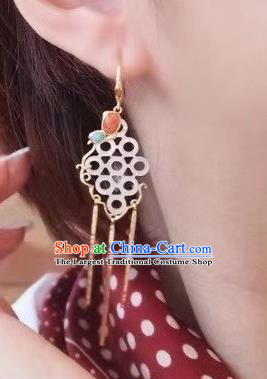 China Traditional Shell Ear Jewelry Accessories Classical Cheongsam Golden Tassel Earrings