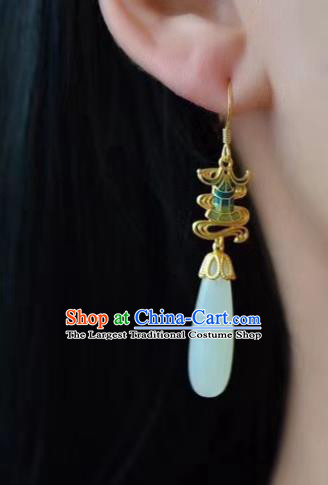 China Traditional Enamel Palace Ear Jewelry Accessories Classical Cheongsam Jade Earrings