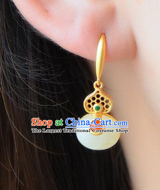 China Traditional Ear Jewelry Accessories Classical Cheongsam Jade Gourd Earrings