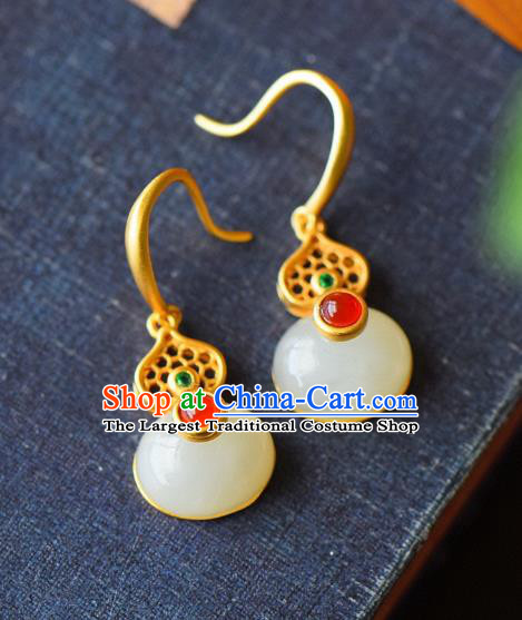 China Traditional Ear Jewelry Accessories Classical Cheongsam Jade Gourd Earrings