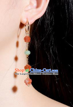 China Traditional Ear Jewelry Accessories Classical Cheongsam Agate Plum Blossom Earrings