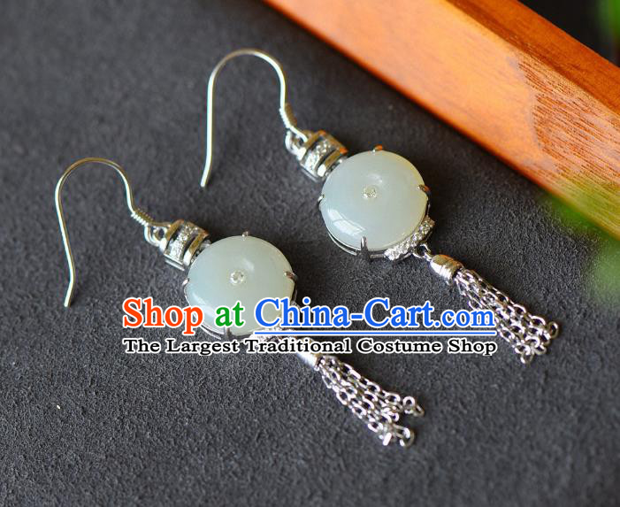 China Traditional Jade Buckle Ear Jewelry Accessories Classical Cheongsam Crystal Earrings