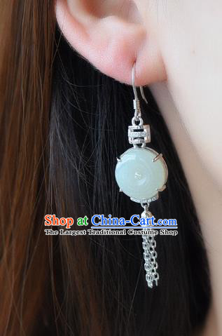China Traditional Jade Buckle Ear Jewelry Accessories Classical Cheongsam Crystal Earrings