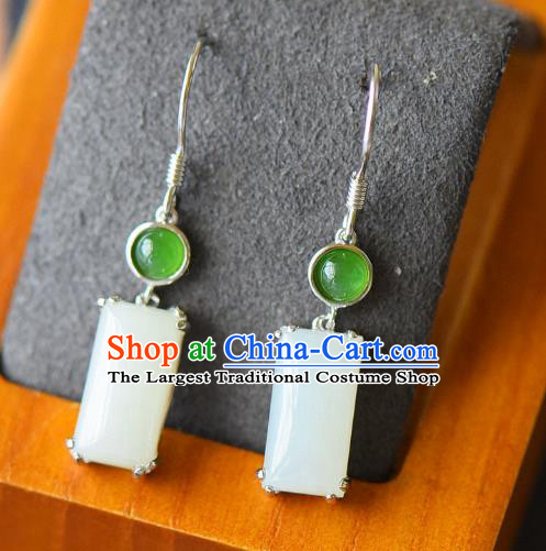 China Classical Cheongsam Earrings Traditional Jade Ear Jewelry Accessories