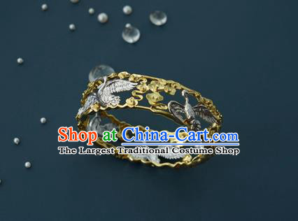 China Handmade Silver Cranes Bracelet Accessories Traditional National Bangle Jewelry