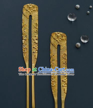 China Traditional Golden Hairpin Handmade Hair Accessories Tang Dynasty Empress Hair Stick