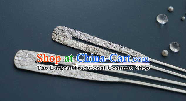 China Handmade Hair Accessories Tang Dynasty Empress Hair Stick Traditional Silver Hairpin