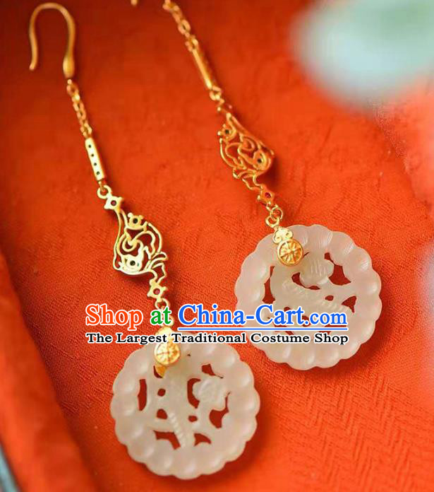 Handmade China Wedding Ear National Jewelry Accessories Traditional Cheongsam Crystal Jade Earrings