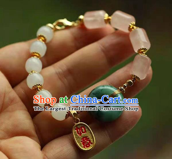 China Handmade Golden Lotus Seedpod Tassel Bracelet Traditional Jewelry Accessories National Jadeite Bangle