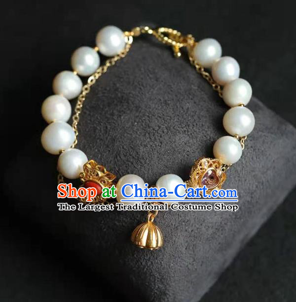 China Handmade Golden Gourd Bracelet Traditional Jewelry Accessories National Pearls Bangle