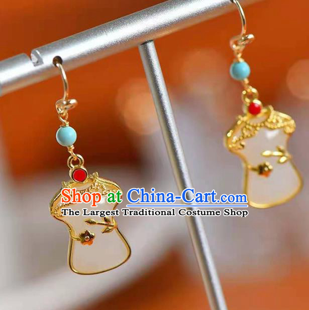 Handmade China Ear National Jewelry Accessories Traditional Cheongsam White Jade Earrings