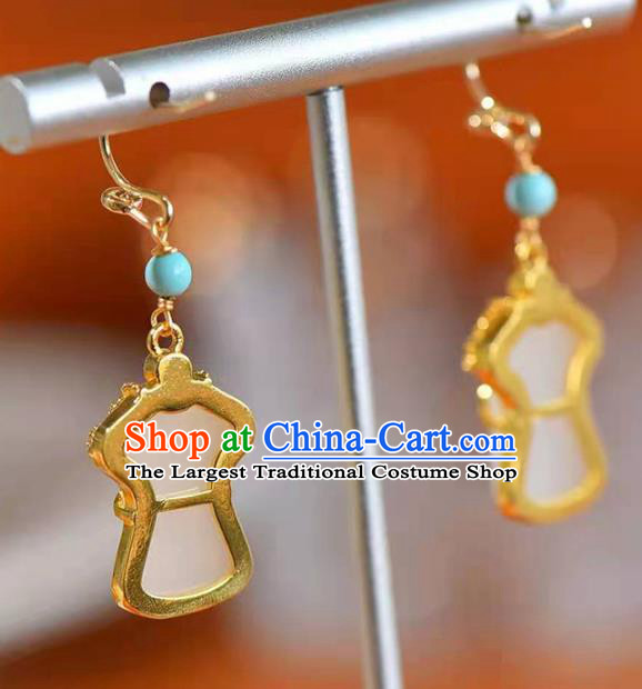 Handmade China Ear National Jewelry Accessories Traditional Cheongsam White Jade Earrings
