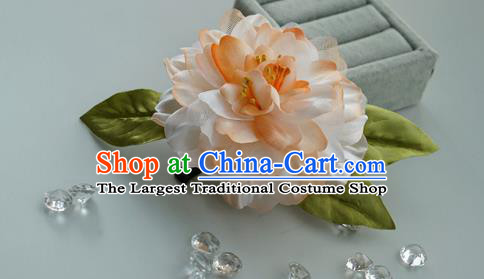 China Handmade Hair Accessories Traditional Flower Hairpin Song Dynasty Pink Silk Peony Hair Stick