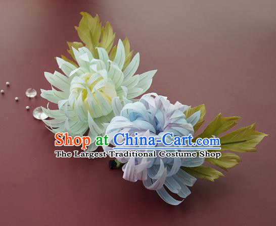 China Traditional Silk Chrysanthemum Hair Stick Handmade Hair Accessories Song Dynasty Hairpin