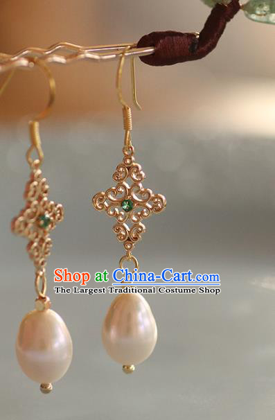 China Traditional Beryl Ear Jewelry Accessories Handmade Cheongsam Pearls Earrings