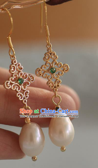 China Traditional Beryl Ear Jewelry Accessories Handmade Cheongsam Pearls Earrings