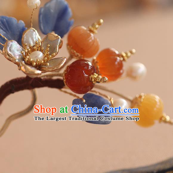 China Song Dynasty Shell Plum Hairpin Handmade Hair Accessories Traditional Ancient Princess Hair Stick