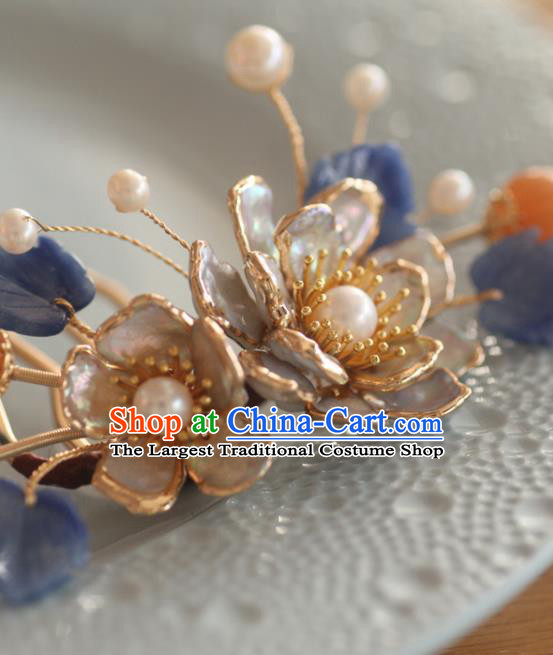 China Song Dynasty Hairpin Handmade Ceregat Hair Accessories Traditional Ancient Princess Shell Plum Hair Stick