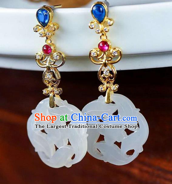 Handmade China National Ear Jewelry Accessories Traditional Cheongsam Jade Plum Earrings