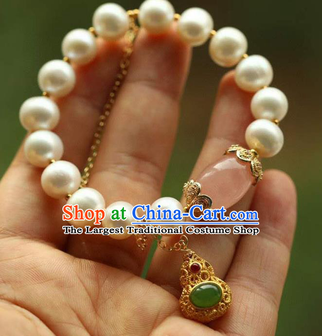 China Handmade Golden Gourd Tassel Bracelet Traditional Jewelry Accessories National Pearls Bangle