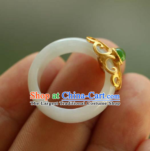 Chinese National Jade Finger Ring Jewelry Traditional Handmade Circlet Accessories