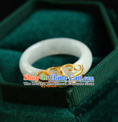 Chinese National Jade Finger Ring Jewelry Traditional Handmade Circlet Accessories