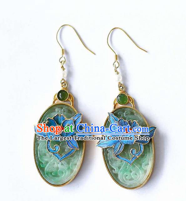 Handmade China Traditional Cheongsam Eardrop Jade Accessories Earrings Jewelry